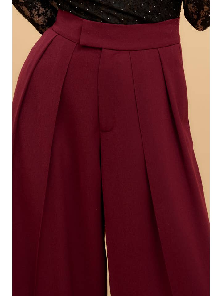 Promesa USA - Wholesale Pants - Women's - Solid Pleated High Waist Pocket Wide Leg Pants