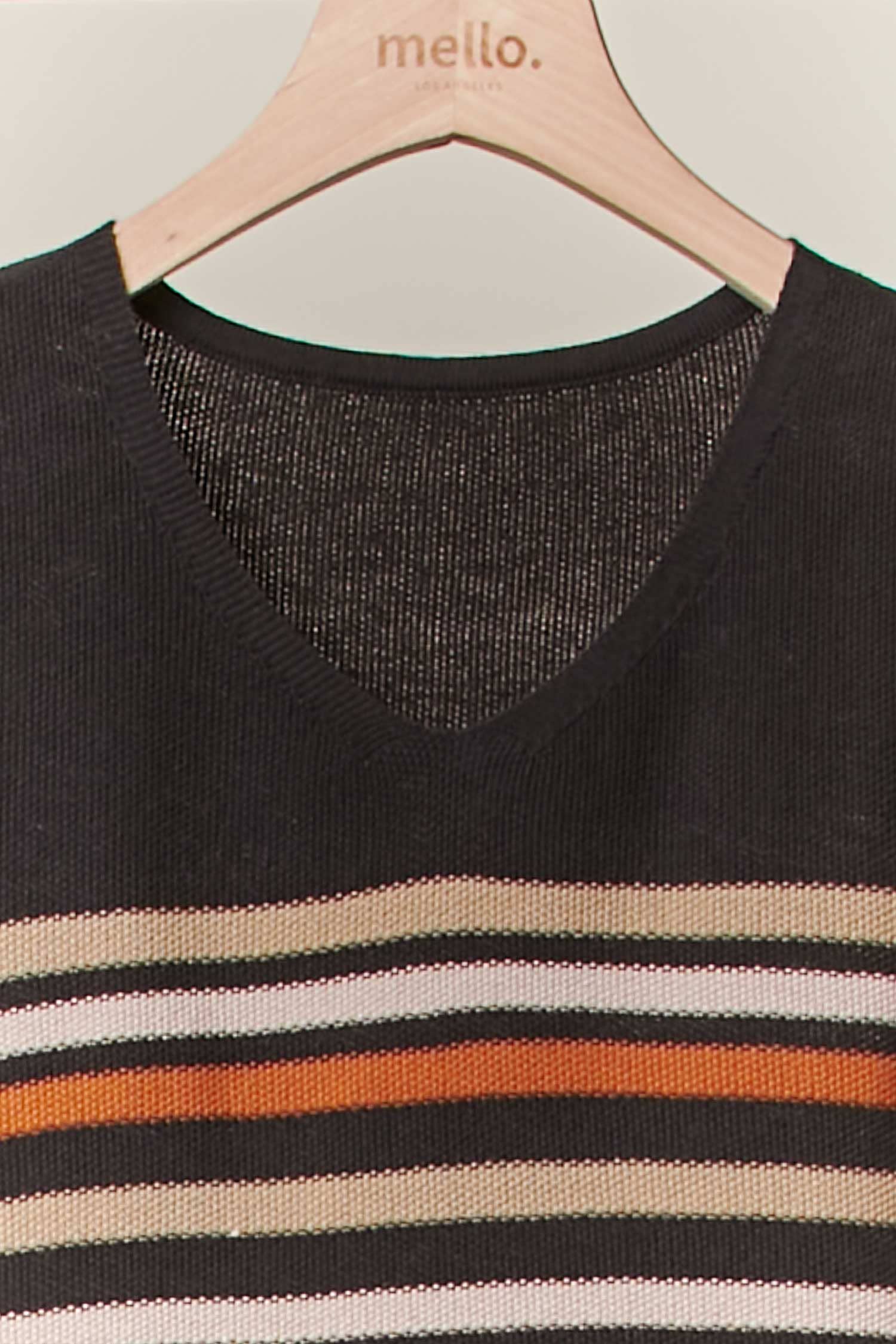 Mello. - Vente Pull en maille – femme - Pull léger en maille rayée12