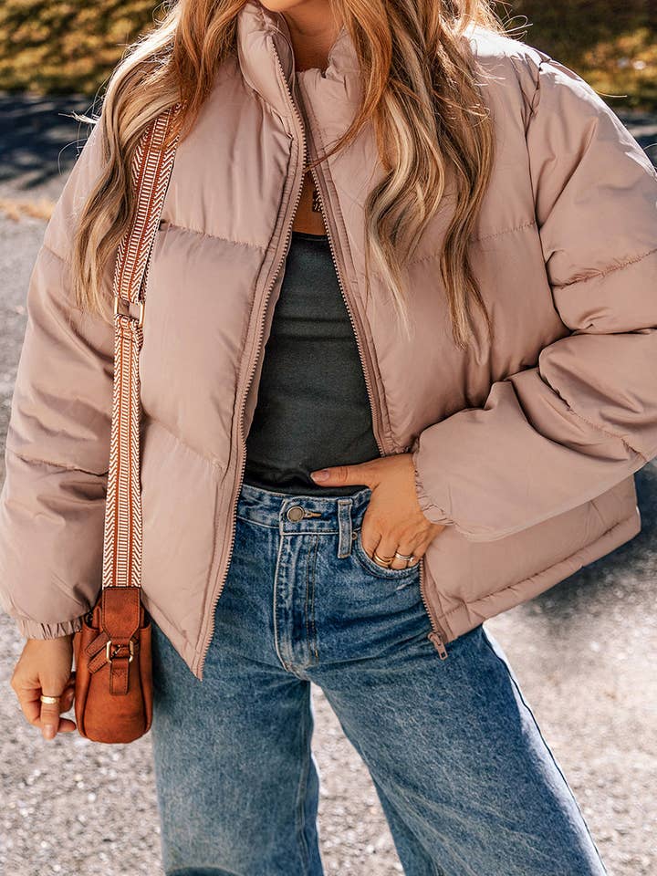 Kamila Zipper Quilted Puffer Jacket for wholesale by Threaded Pear