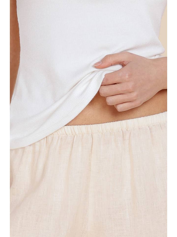 Linen Pyjama Lace Shorts - Valencia Natural for wholesale on Faire1