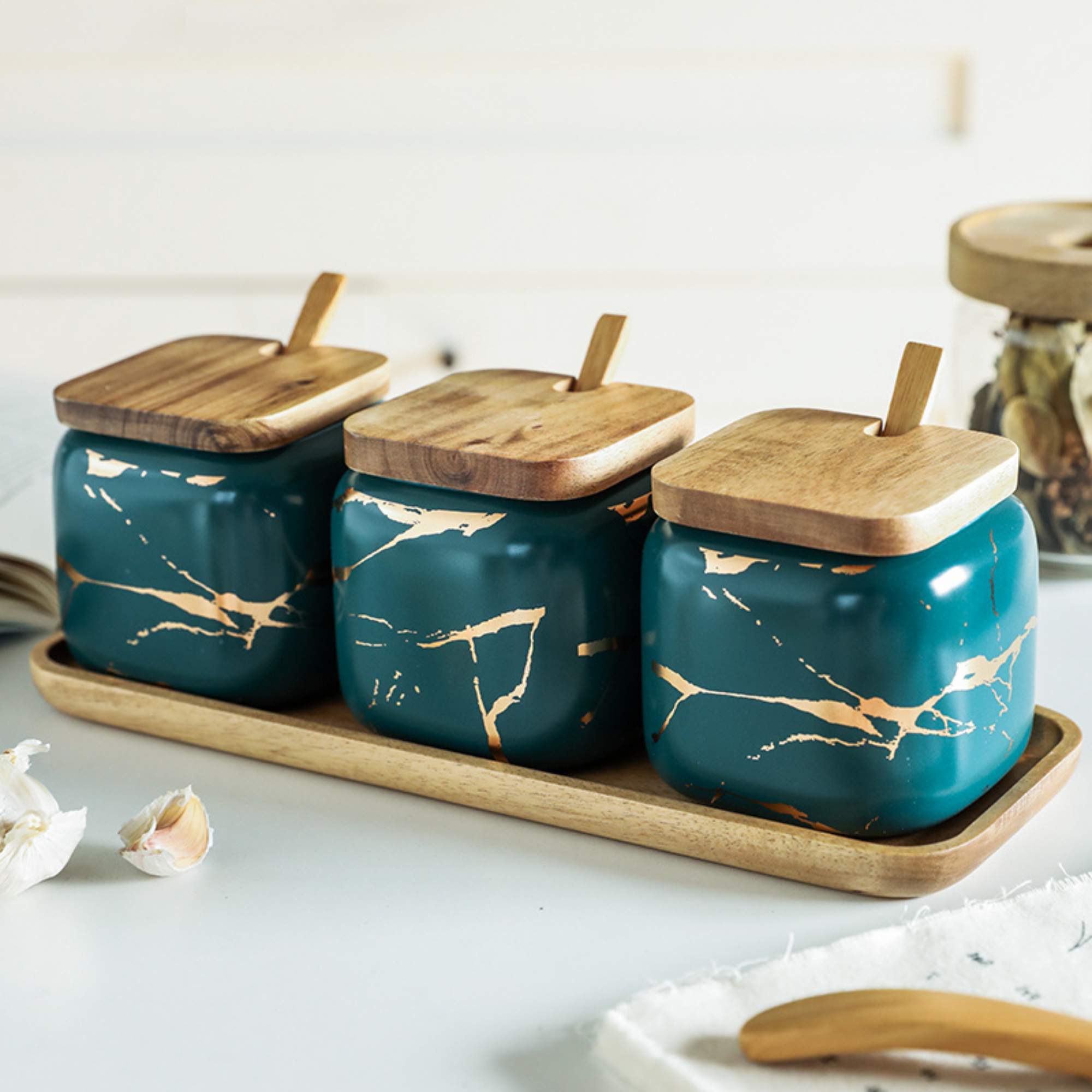 Homerely (We Cover All Import Duties) – wholesale Jar – Marble Porcelain Kitchen Seasoning Set2