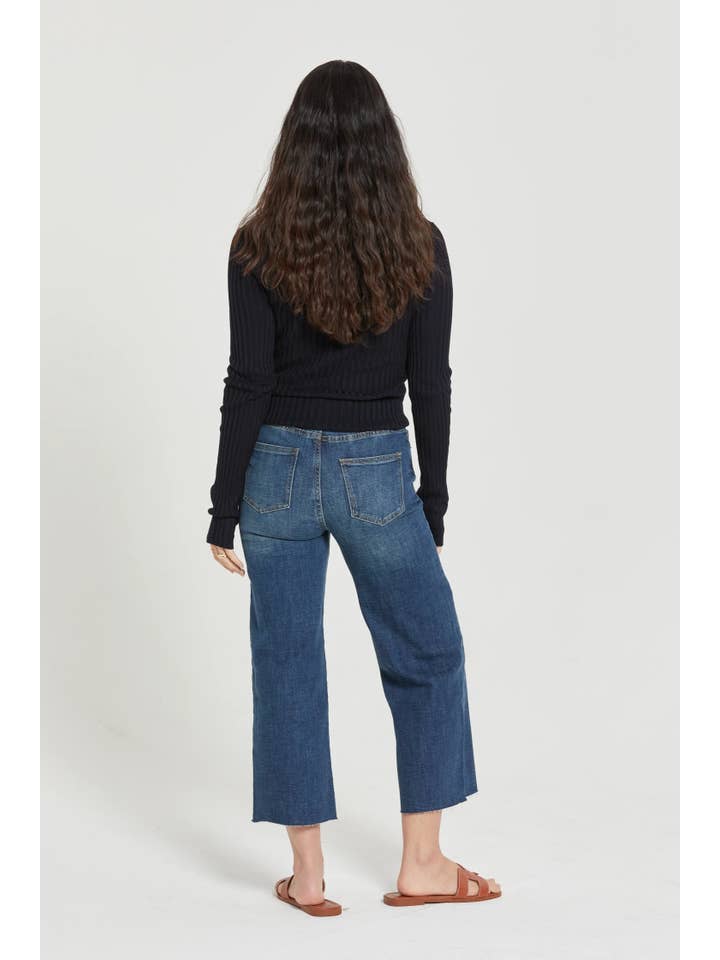 Oliver Logan - Wholesale Jeans - Women's - Aberdeen Ankle Crop High Rise Jean, Dark Aged Vintage
