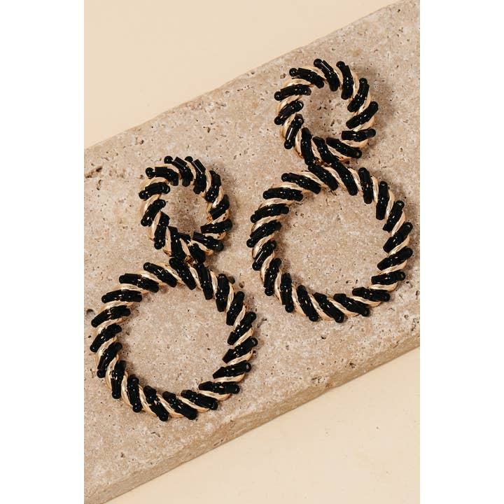 Anarchy Street - Wholesale Dangle Earrings - Bead And Wire Metallic Braid Hoops Dangle Earrings