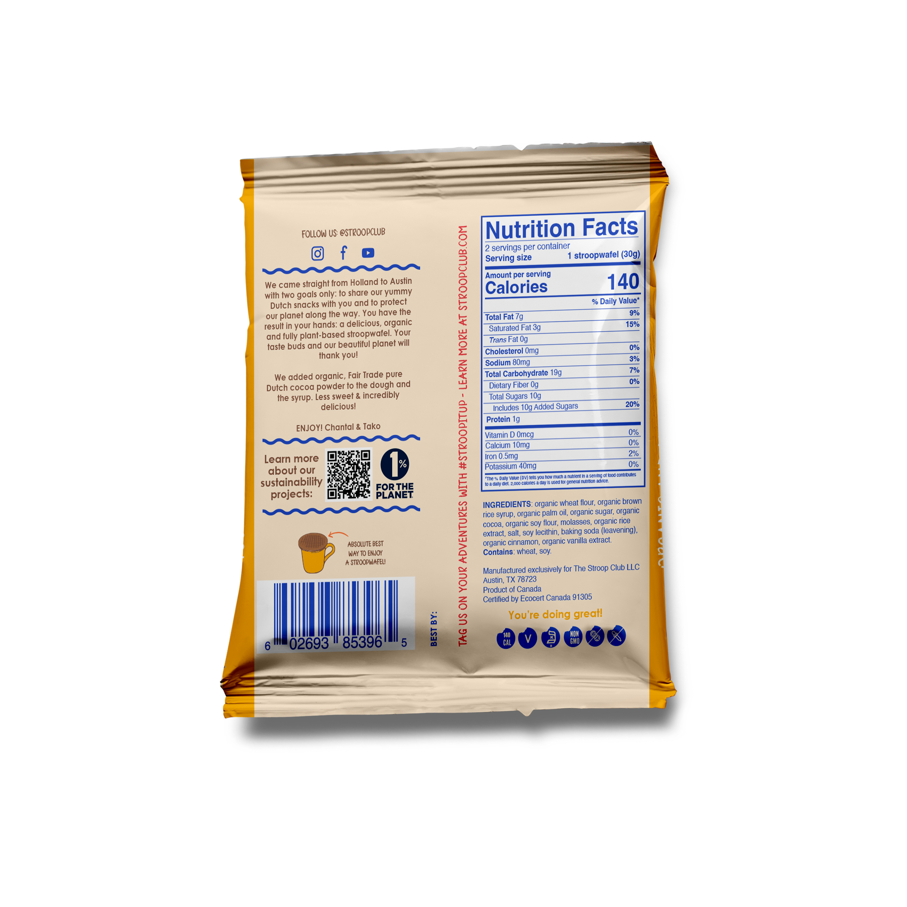 Stroop Club - Wholesale Cookie - Chocolate Caramel Organic & Plant-based  Stroopwafel 2-pack2