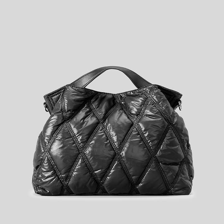 wandf - Wholesale Backpack - Women's - Diamond Quilted Down-Filled Solid Color Tote Bag for Travel