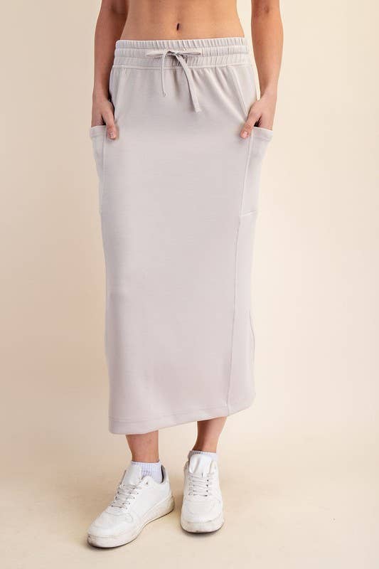 Sunday Morning - Wholesale Skirt - Women's - S327037- RELAXED FIT MODAL SCUBA LONG SKIRT