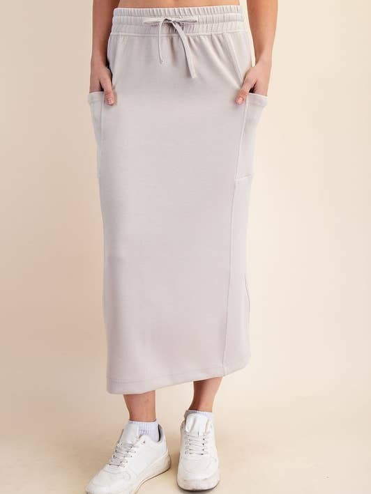 Sunday Morning - Wholesale Skirt - Women's - S327037- RELAXED FIT MODAL SCUBA LONG SKIRT0