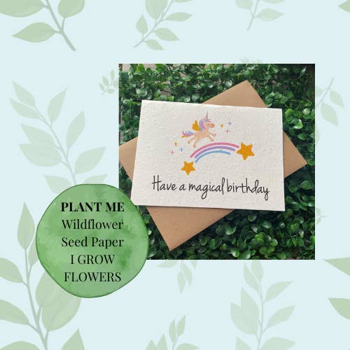 Ten una tarjeta de cumpleaños mágica. Tarjeta plantable unicornio para venta al por mayor de Little princess crafts