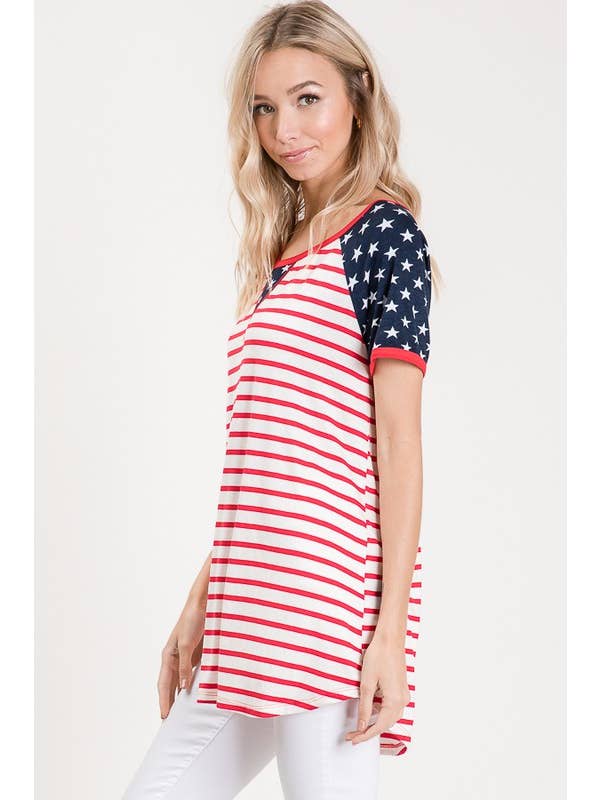 HEIMISH - Vente T-shirt – femme - TOP À RAYURES ET ÉTOILES ST1274-125