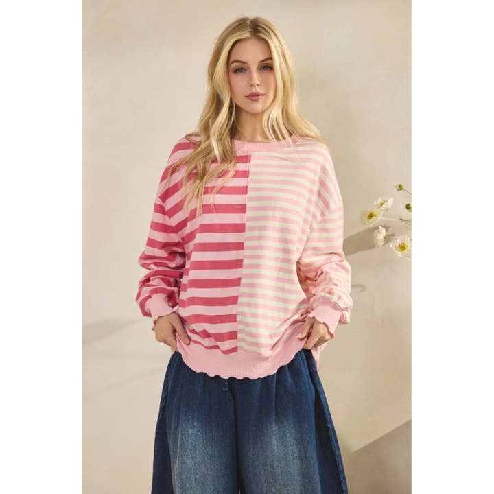 Veveret - Wholesale Tunic - Women's - Contrast Striped French Terry Top16