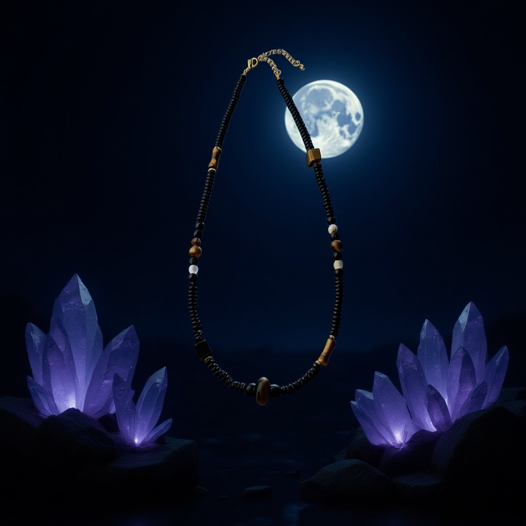 Otterware - Venta al por mayor Collares de cuentas/perlas - Collar de cuentas Wukong negro: obsidiana, ojo de tigre y liuli6