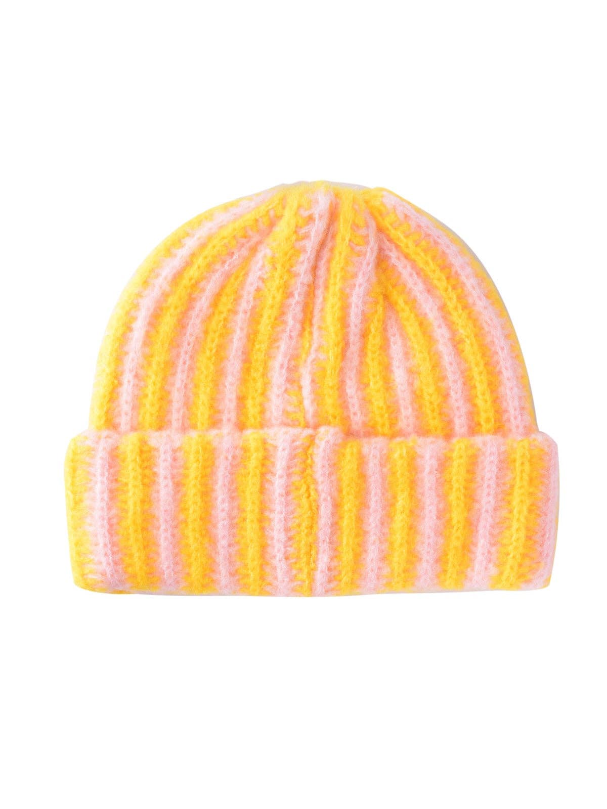 Funkyrel® Atzbranding Limited - Wholesale Beanie - Women's - Haila - Color-block Striped Cuffed Knitted Beanie - Warm & Stylish0