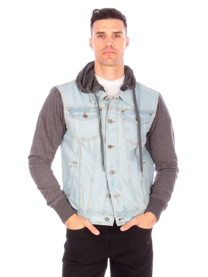 Hawk's Bay - Wholesale Denim Jacket - Men's - DENIM HOODIE JACKET - 2 COLORS