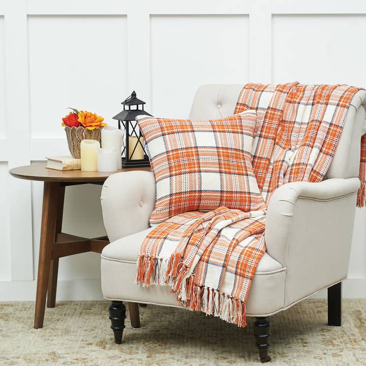 C&F Home - Vente Coussin décoratif - Coussin à carreaux Gibson Fall/Harvest1