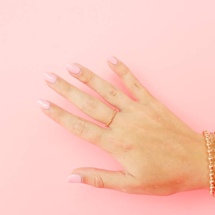 Beaded Blondes - Vente Anneau/bague à empiler - Anneau perlé Lexi en or3