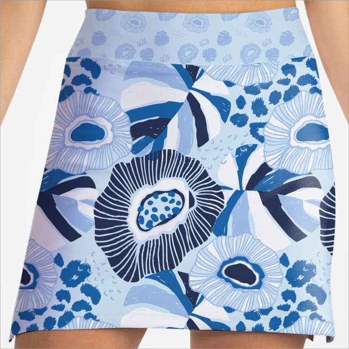 BLOOMING BLUES CASUAL SKORT for wholesale by Skort Obsession LLC