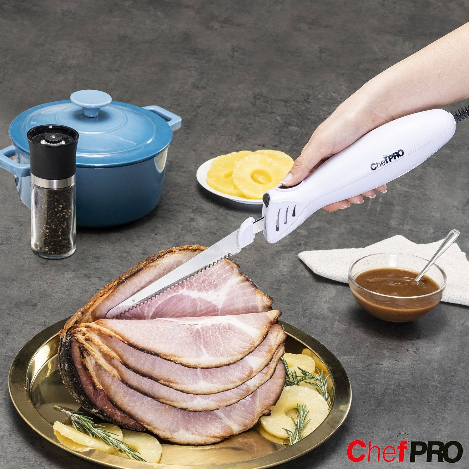 ShopBobbys – wholesale Kökskniv – PREMIUS tandad snidning elektrisk knivsats med trästativ7