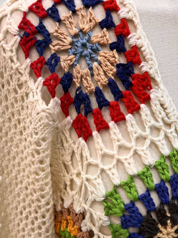 Rosa Clothing - Wholesale Cardigan - Women's - Ethnic Retro Crochet Rainbow Cardigan1