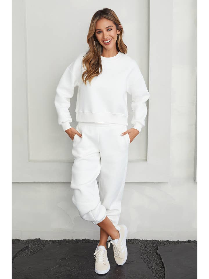 MILIO MILANO - Wholesale Sweatshirt - Women's - COZY FLEECE CROP CREW NECK PULLOVER (77112)11