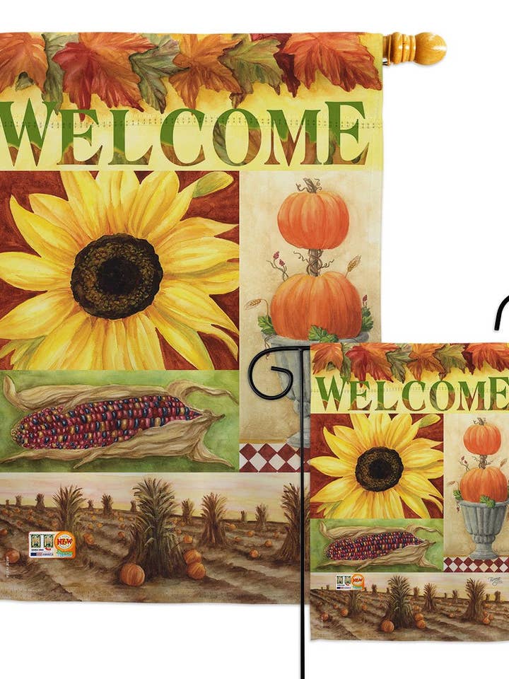 Drapeau de décoration florale d'automne collage de tournesol pour la vente par Two Group Flag Co