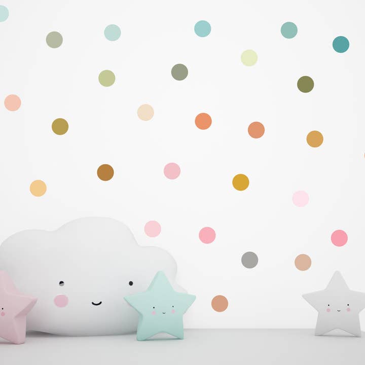 Regenbogen-Punkte-Wandaufkleber, abnehmbare Wandsticker, Kinderzimmer-Wanddekoration, Wandkunst fürs Kinderzimmer, abziehbare und klebbare Konfetti-Aufkleber, Raumdekoration für den Großhandel von Decals Online