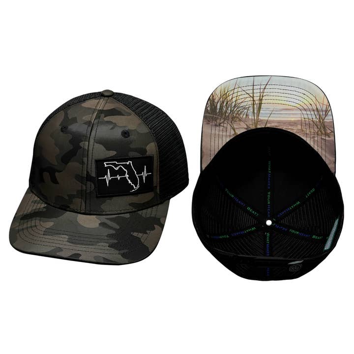 **Youth** Florida Hat | Baseball Hat Fit |Tan Camo - Black for wholesale by The Heartbeat Brand