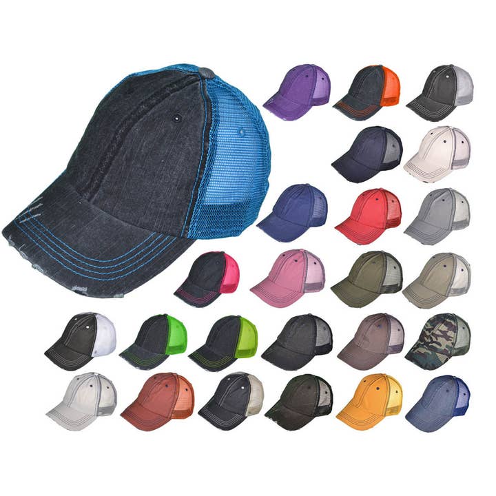 Buck Wholesale - Wholesale Trucker Hat - Unisex - Vintage Trucker Hats - Cotton Low Profile Unstructured