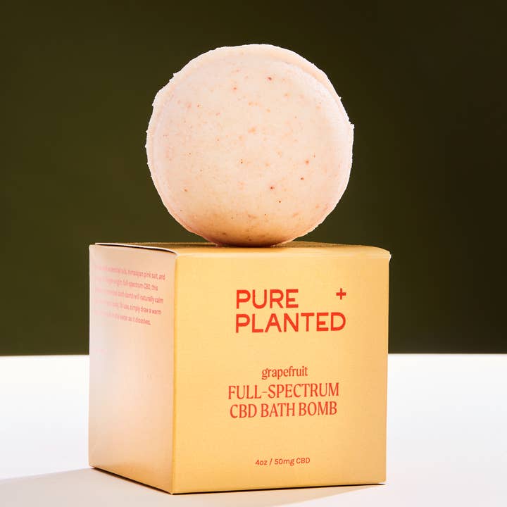 Pure + Planted CBD - Wholesale CBD Bath Salts & Soaps - Full-Spectrum CBD Bath Bomb - Grapefruit