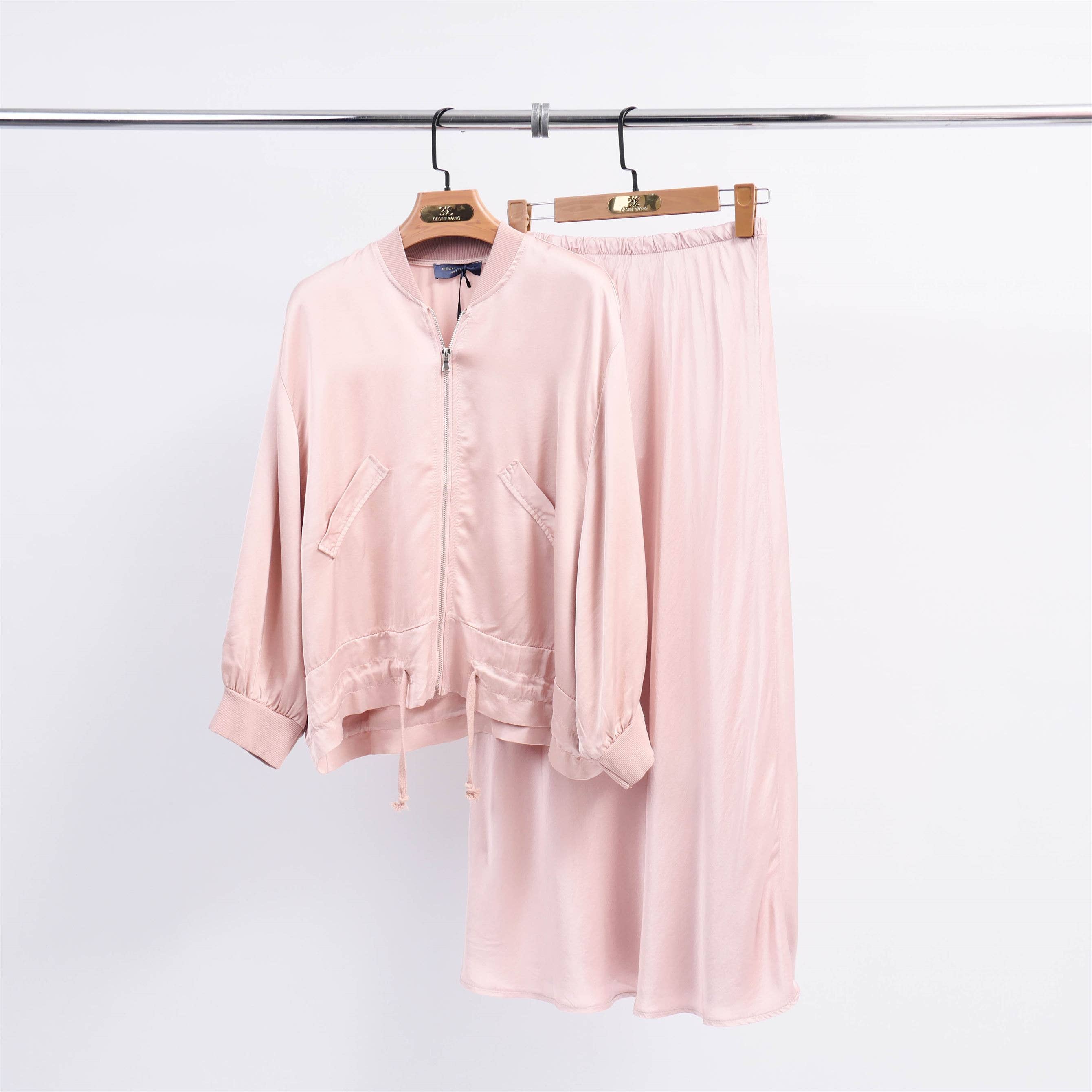 Cecile Wang - Wholesale Skirt - Women's - Fluid mid-length satin skirt DB8206110