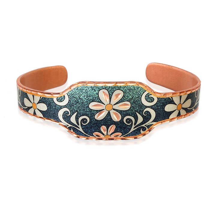 Bracelet Artisan Fleur Verte BTF 02 pour la vente par COPPER ARTS INC.