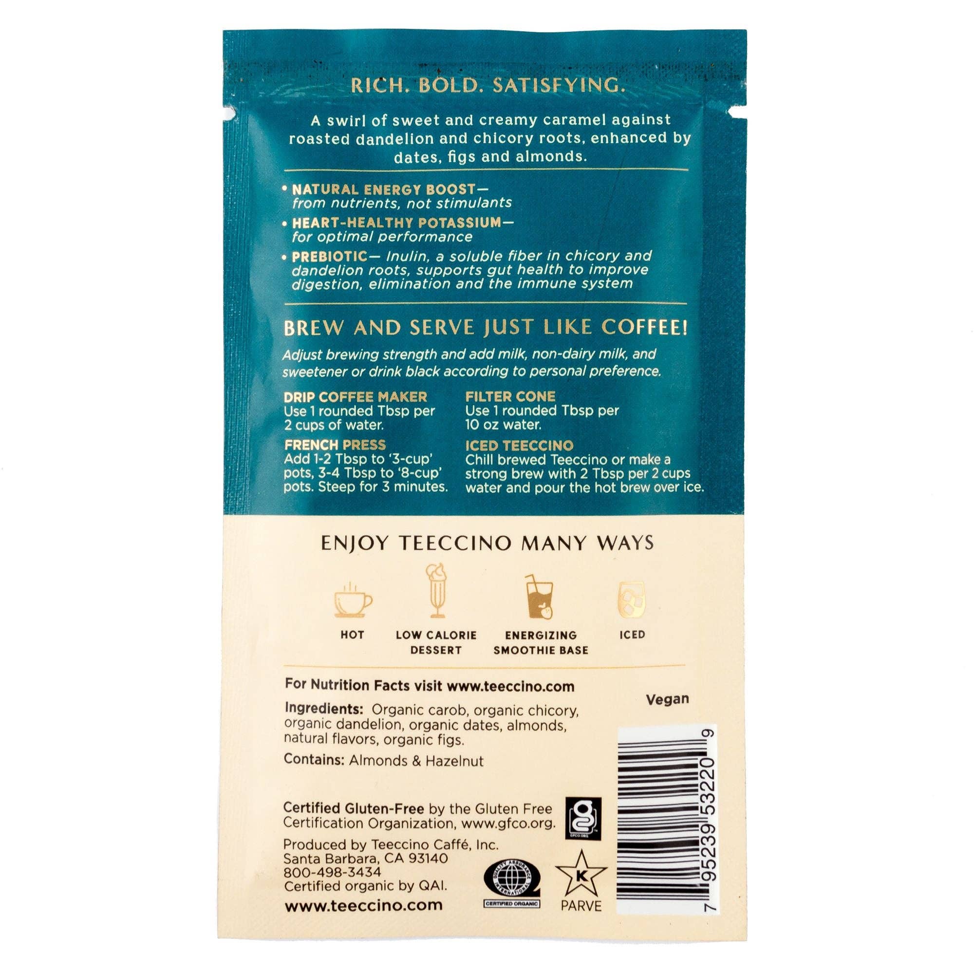 Teeccino - Vente Café moulu - Café aux herbes de pissenlit, de caramel et de chicorée -85% biologique1