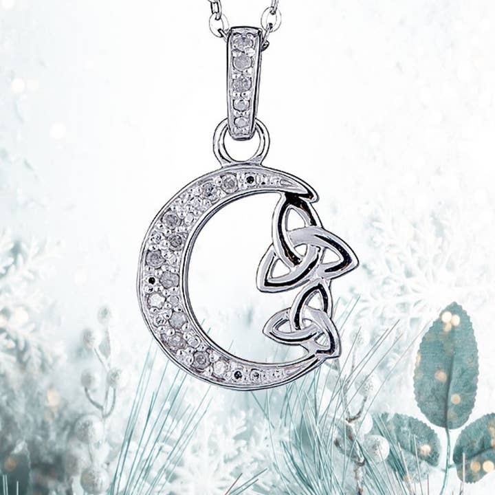 The Irish Jewelry Company - Wholesale Pendant/Charm Necklace - Diamond Celtic Moon Pendant2
