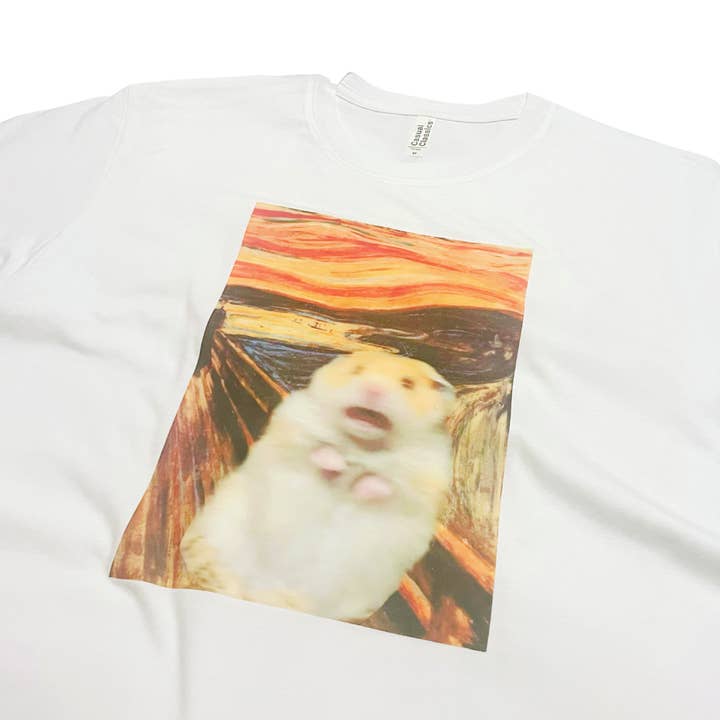 ZZZEBRAAA LIMITED - Wholesale T-Shirt (Graphic) - Unisex - The Scream Hamster Meme T-Shirt Vintage Meme Edvard Munch