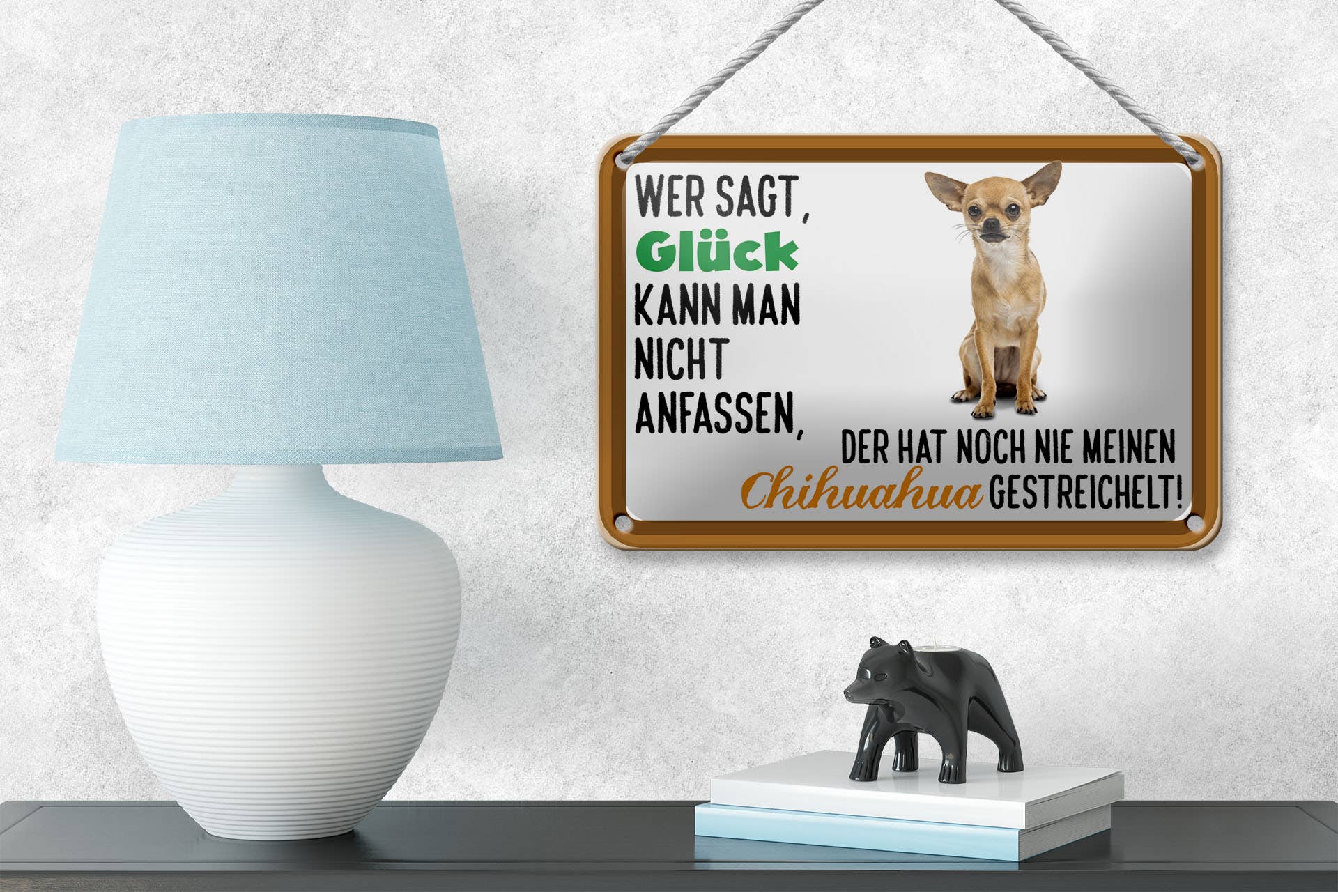 Femer – wholesale Sign – Tin sign 18x12cm Who says lucky chihuahua dog2