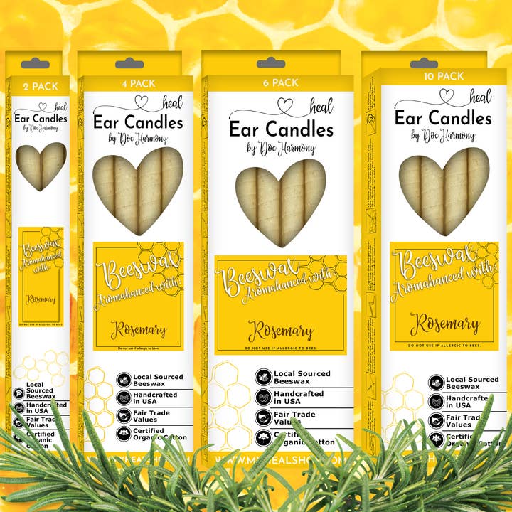Healthy Energy Amazing Life - Wholesale Tapered Candle/Candlestick - Rosemary Beeswax Ear Candles by Doc Harmony