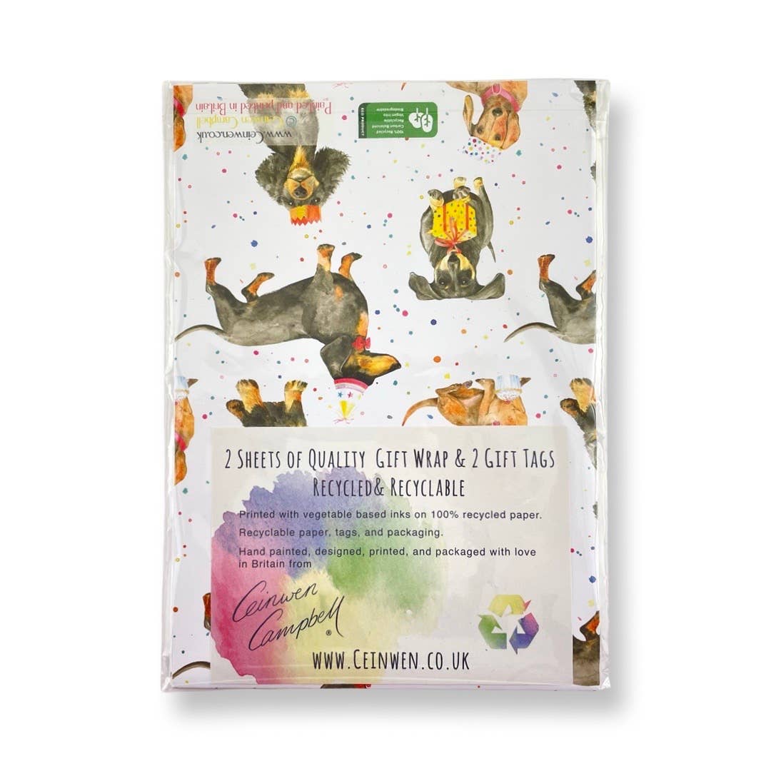 The Arty Penguin – Engroshandel Gavepapir – Indpakningspapir med gravhundemotiv - genanvendt og genanvendeligt5