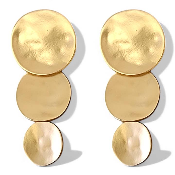 Graduated Disc Statement Earring | Stainless Steel | Artisan for wholesale by Bijoux Envie Statement Jewelry