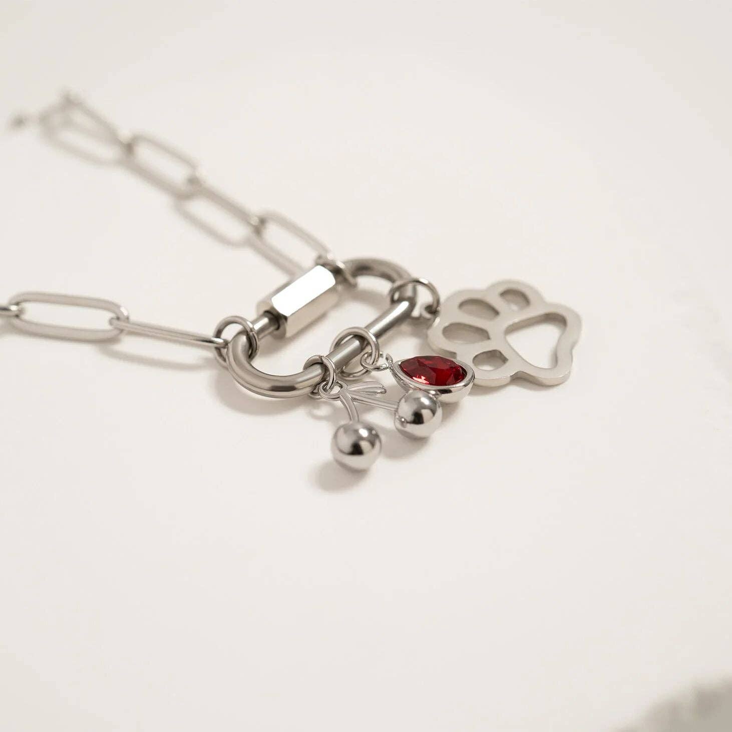 WJW - Wholesale Individual Charm/Pendant - 18K Gold PVD Stainless Steel Cherry Charm8