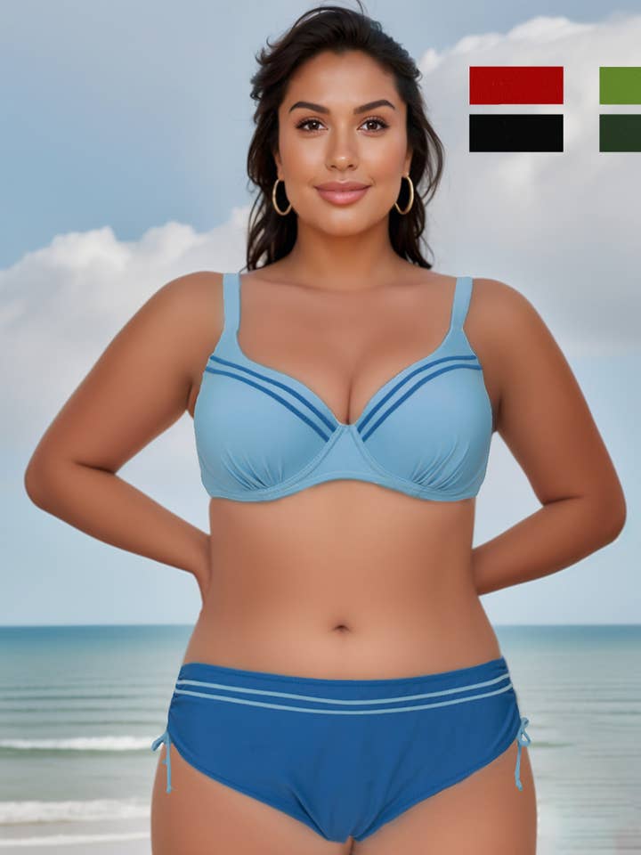 Large size swimwear, Bikini set Color Block for wholesale by Marine