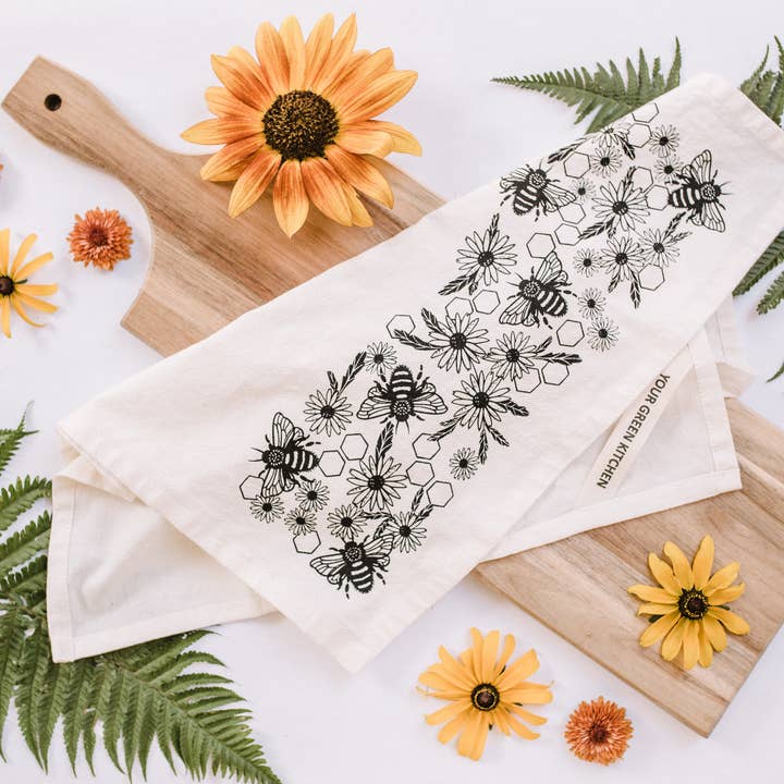 Your Green Kitchen - Wholesale Tea Towel - Honeycomb Tea Towel / Dish Towel / Kitchen Towel /Bee Decor