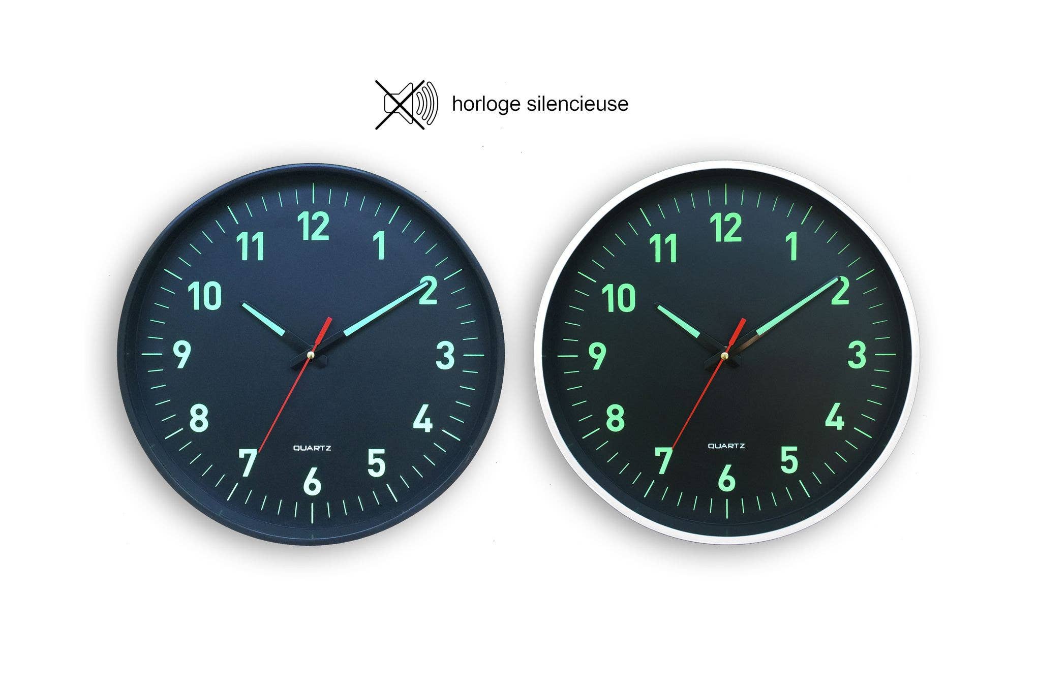 CP INTERNATIONAL - Wholesale Wall Clock - Clock with Numbers + Phosphorescent Hands 20 cm Silent0