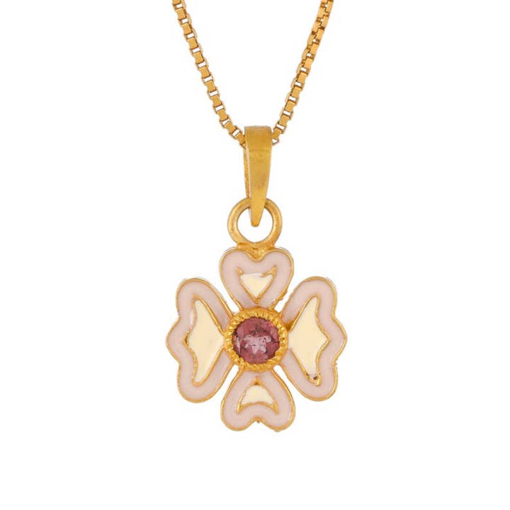 Collier en émail plaqué or tourmaline, accessoires faits main pour la vente par Misteerious Seed