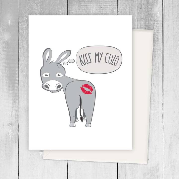 Kiss My Culo Spanish Greeting Card for wholesale by Viva Greetings
