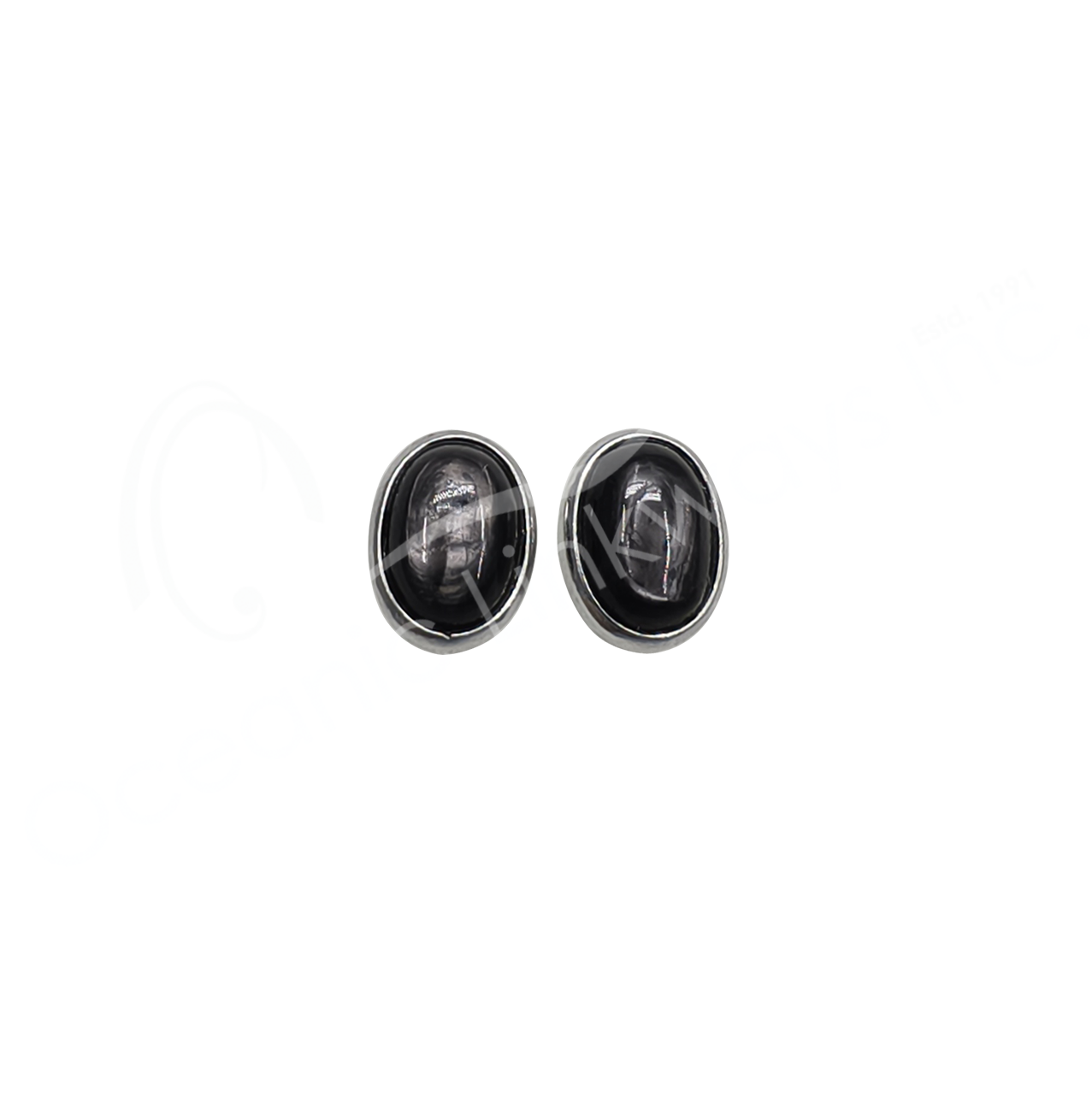 Oceanic Linkways Inc - Wholesale Spiritual Stone/Crystal - (PAIR)STERLING SILVER - EARRING STUDS HYPERSTHENE OVAL 5X7 M1