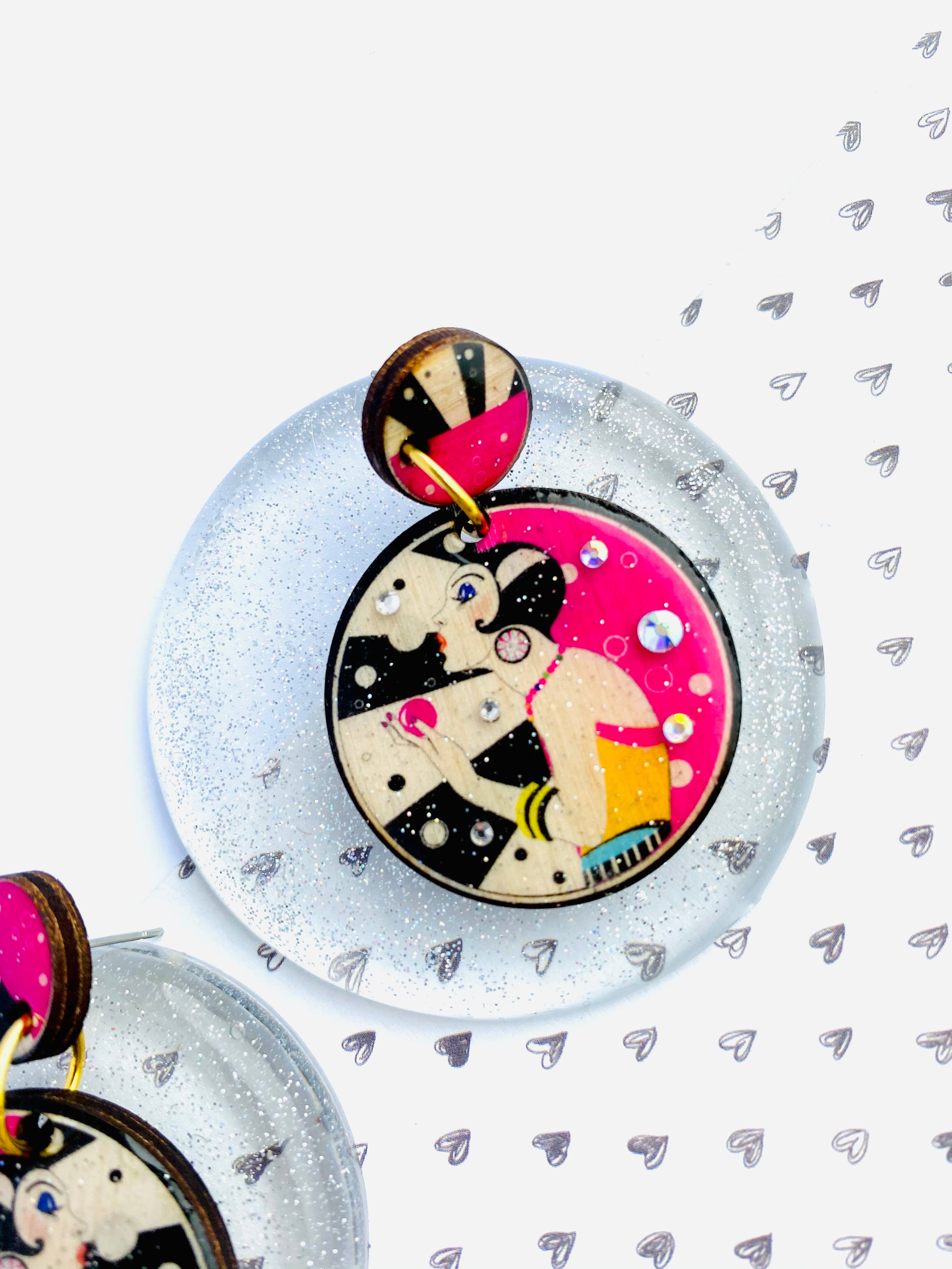 Rosie Rose Parker – wholesale Dangle earrings – retro statement earrings arty earrings colourful earrings2