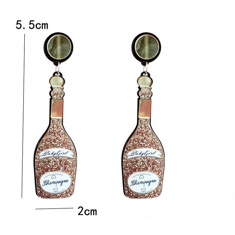 Ole – wholesale Hängande örhängen – Champagneflaska akrylörrhängen E54457