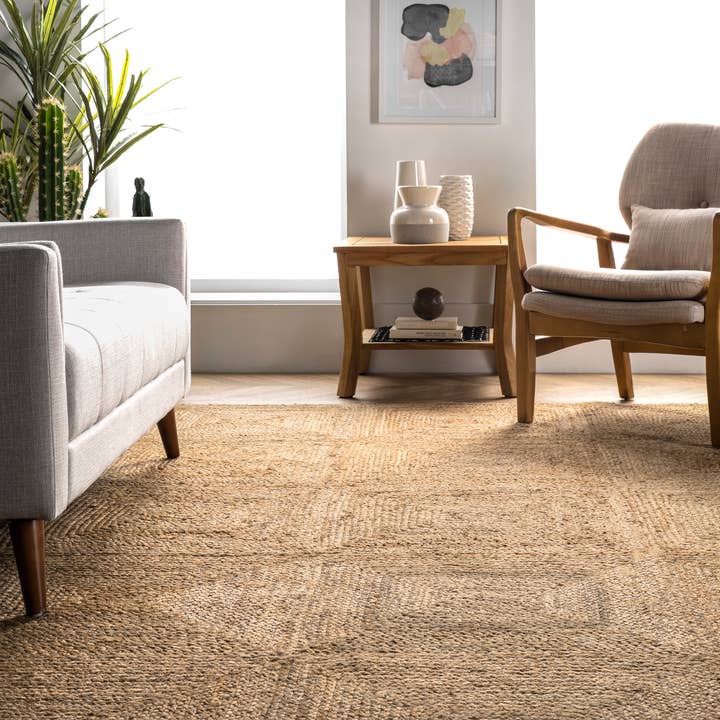 Natural Juniper Tiled Jute Area Rug for wholesale on Faire