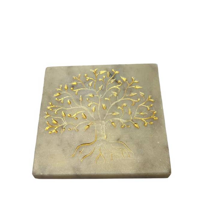 Zenn Coaster Square With Engraved Tree Of Life-283 for wholesale by International Gifts Ltd.