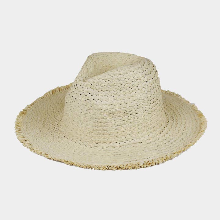 Sensibling Corp. - Wholesale Straw Hat - Women's - Frayed Solid Straw Sun Hat