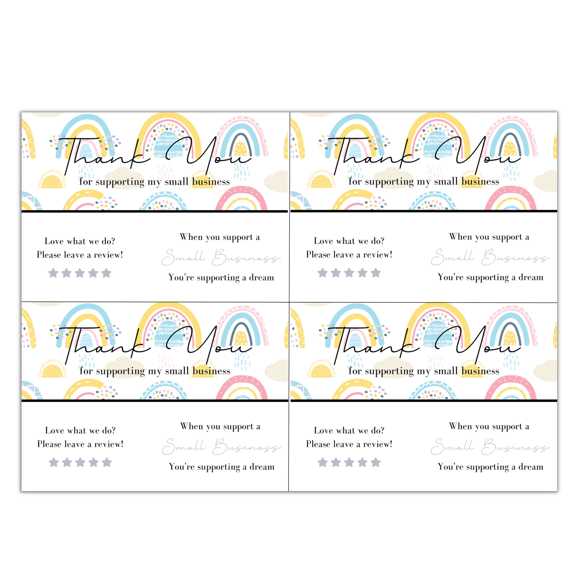 Small Biz Supplies - Wholesale Stationery/Notecard Set - Thank You Card Sheets5